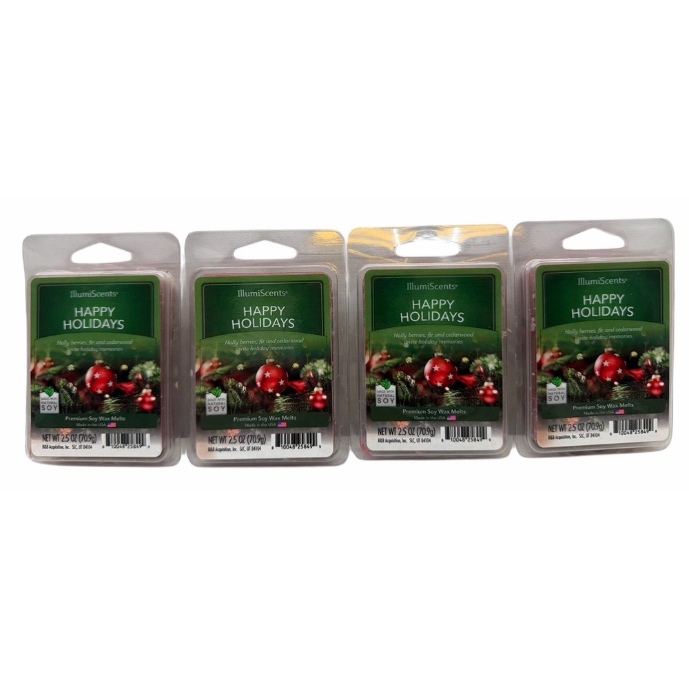 4x illumiScents  Happy Holidays Premium Soy Wax Melts Cubes 2.5 Oz‎